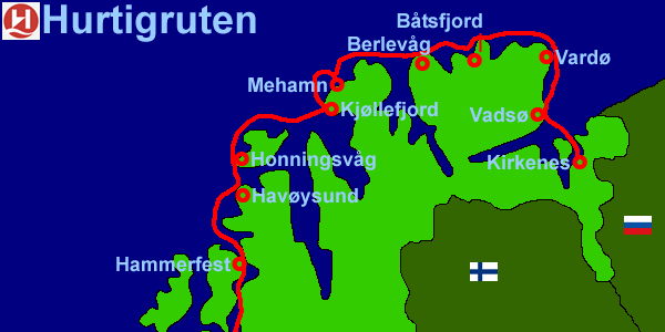 Hurtigruten: Kirkenes to Hammerfest (15Kb)