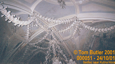 Photo ID: 000051, Tasteful decorations made from human bone in the ossury, Sedlec, Nr Kutna Hora, Czechia