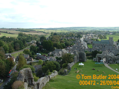 Photo ID: 000472, Looking down into the village of Corfe from the castle, Corfe, England