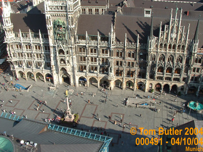 Photo ID: 000491, Looking down into the Marienplatz from St Peters Church, Munich, Germany