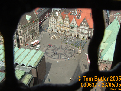Photo ID: 000637, View of the main square from the top of the Cathedral, Bremen, Germany
