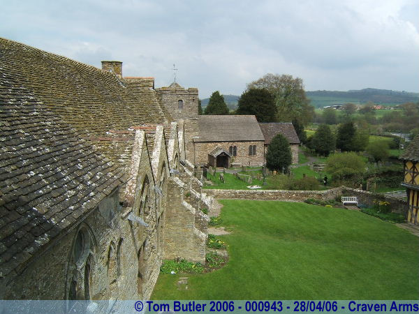 Photo ID: 000943, The remainder of the castle and the chapel seen from the top of the tower, Craven Arms, England