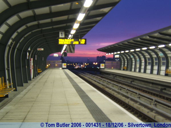 Photo ID: 001431, Dawn over London at Pontoon Dock DLR station, Silvertown, London, England
