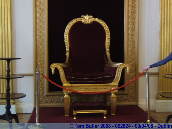 Photo ID: 002624, The throne room.  Throne designed for George IV, feet cut off for Victoria!, Dublin, Ireland