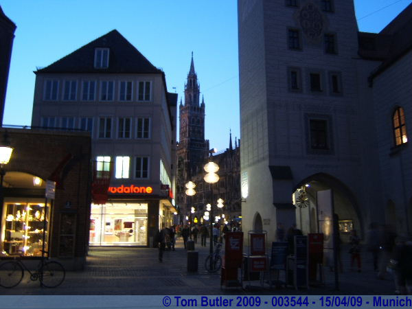 Photo ID: 003544, The old town hall, and new town hall at dusk, Munich, Germany