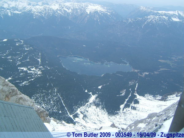 Photo ID: 003549, Looking down on the Eibsee from the highest point in Germany, Zugspitze, Germany