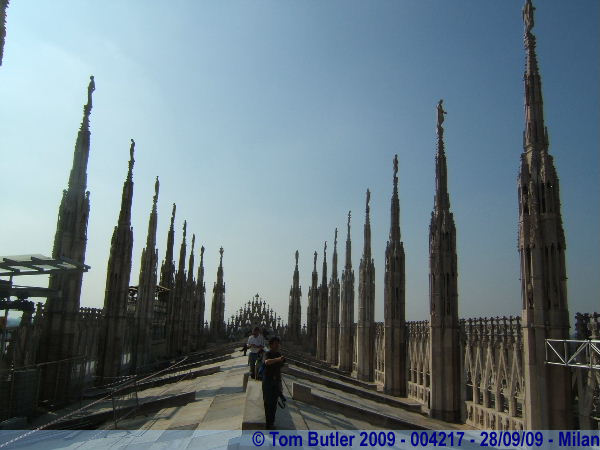 Photo ID: 004217, Looking down the spine of the roof of the Duomo, Milan, Italy