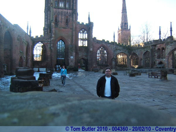 Photo ID: 004360, Standing in the ruins of the old cathedral, Coventry, England
