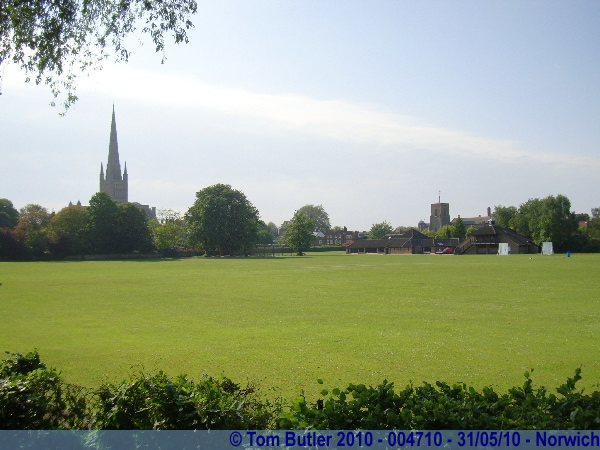 Photo ID: 004710, Looking across the playing fields towards the tower of Norwich Cathedral, Norwich, England