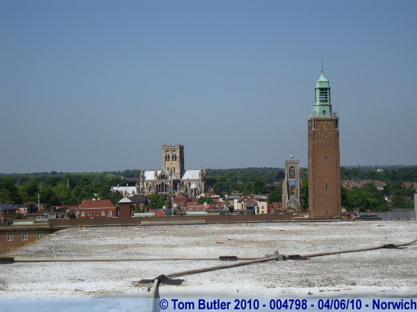 Photo ID: 004798, Looking across to the Catholic Cathedral and City Hall from the roof of the castle, Norwich, England