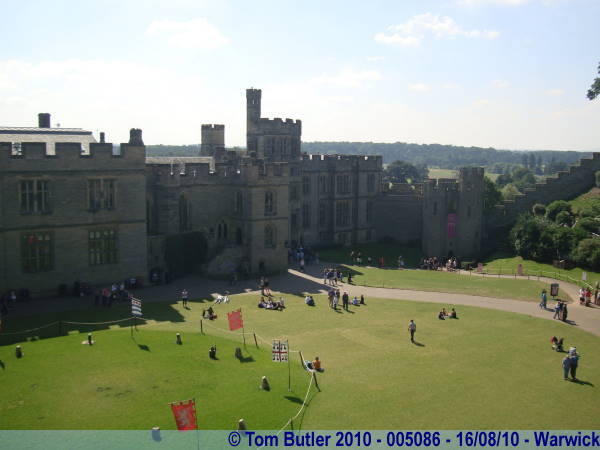Photo ID: 005086, Looking down into Warwick Castle grounds from the battlements, Warwick, England