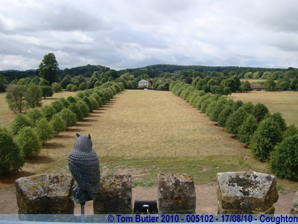 Photo ID: 005102, Looking down the entrance lawns from the top of the tower, Coughton, England