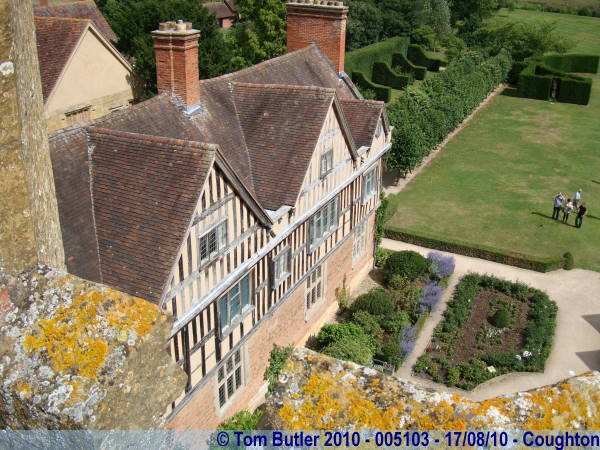 Photo ID: 005103, Looking down onto the main parts of the building from the top of the gate house, Coughton, England