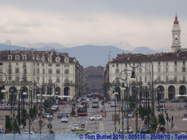 Photo ID: 005130, Looking up Via Po towards the Palazzo Madama, Turin, Italy