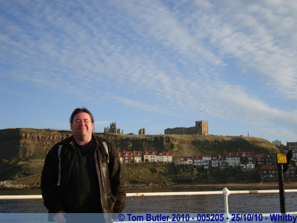 Photo ID: 005205, Standing on the harbour wall, Whitby, England