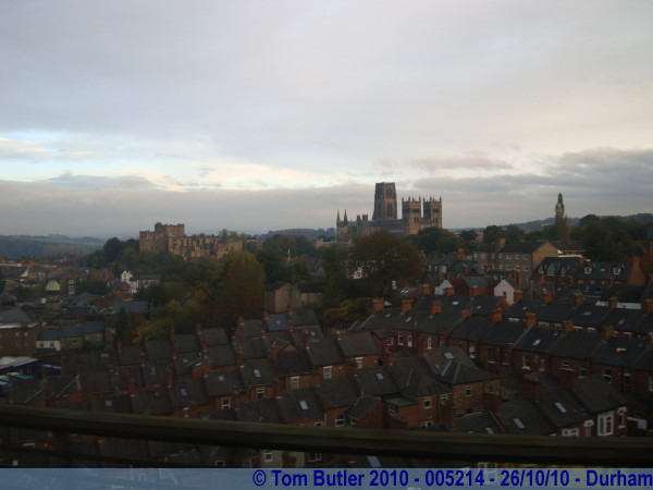 Photo ID: 005214, Looking across Durham to the Castle and Cathedral from the train, Durham, England