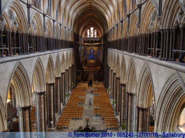 Photo ID: 005243, Looking down onto the Cathedral floor from the West Gallery, Salisbury, England
