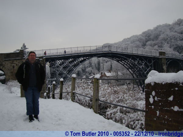 Photo ID: 005352, Standing in front of the Iron Bridge, Ironbridge, England
