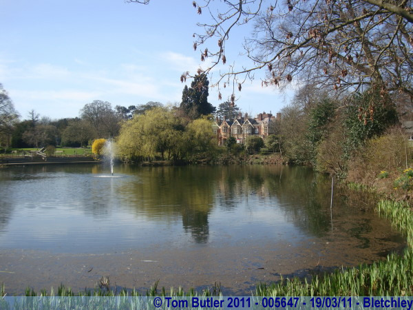 Photo ID: 005647, Looking across the lake to the main house at Bletchley Park, Bletchley, England