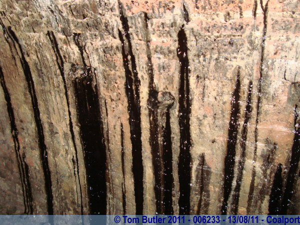 Photo ID: 006233, Natural bitumen still seeping from the walls, Coalport, England