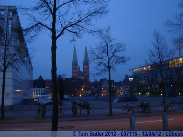 Photo ID: 007115, The towers of the Marienkirche at dusk, Lbeck, Germany
