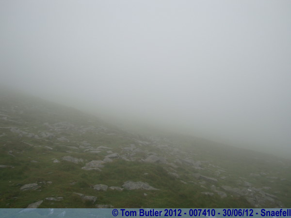 Photo ID: 007410, Snaefell disappears into a fog bank, Snaefell, Isle of Man