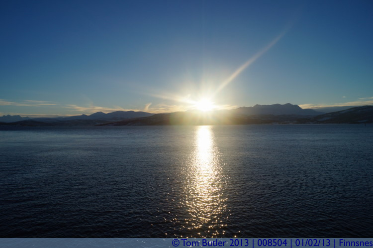 Photo ID: 008504, The sun shining over a calm sea, Finnsnes, Norway