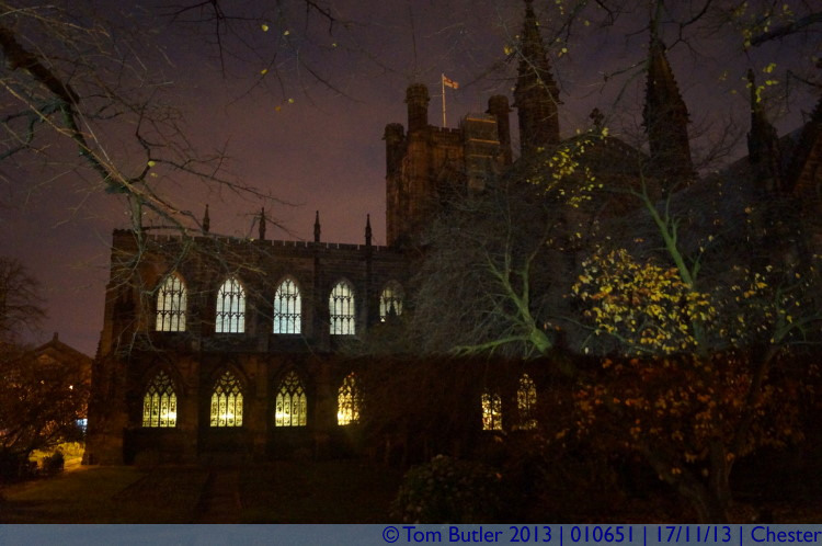 Photo ID: 010651, Cathedral lit up, Chester, England