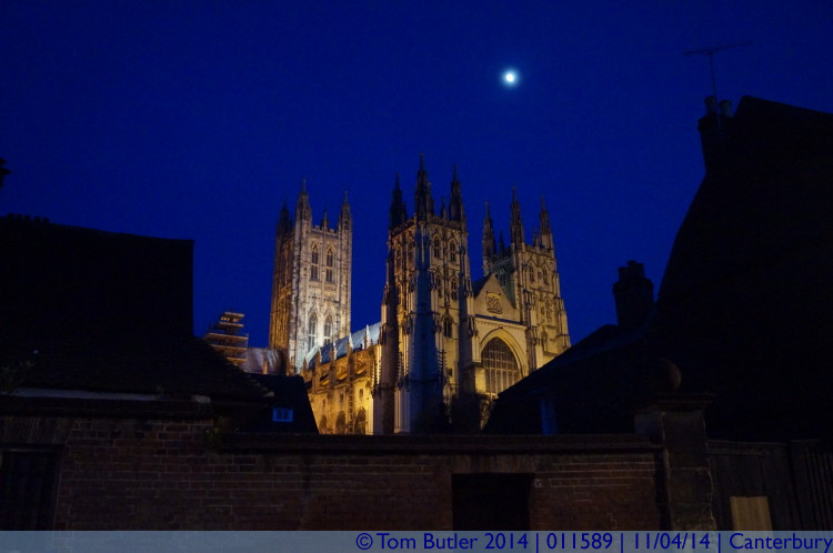 Photo ID: 011589, Cathedral and moon, Canterbury, England