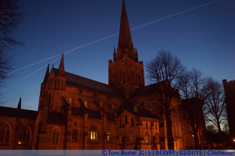 Photo ID: 013597, Cathedral at dusk, Chichester, England