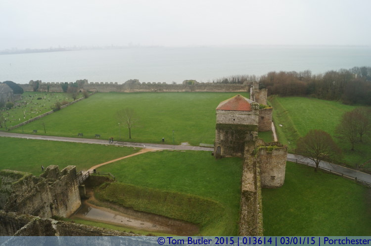 Photo ID: 013614, View from the roof of the keep, Portchester, England