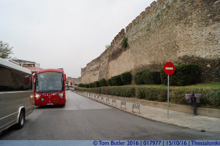 Photo ID: 017977, City Walls and Sightseeing bus, Thessaloniki, Greece