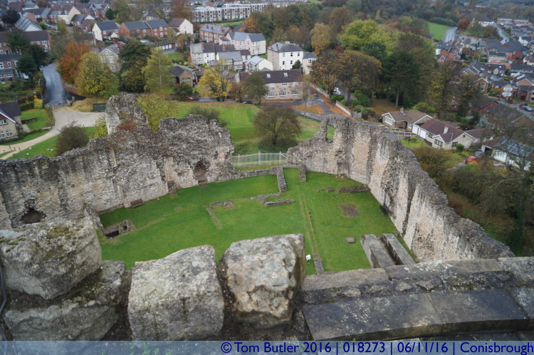 Photo ID: 018273, Looking down on the ruins, Conisbrough, England
