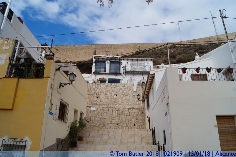 Photo ID: 021909, Looking up to the walls, Alicante, Spain