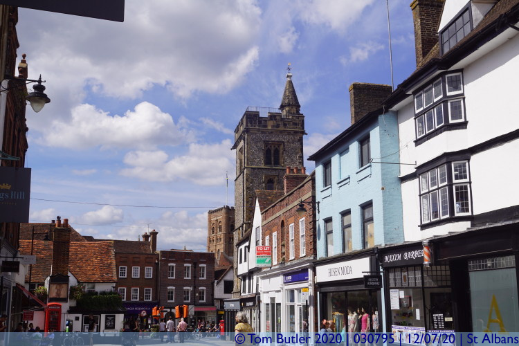 Photo ID: 030795, Clock and cathedral towers, St Albans, England