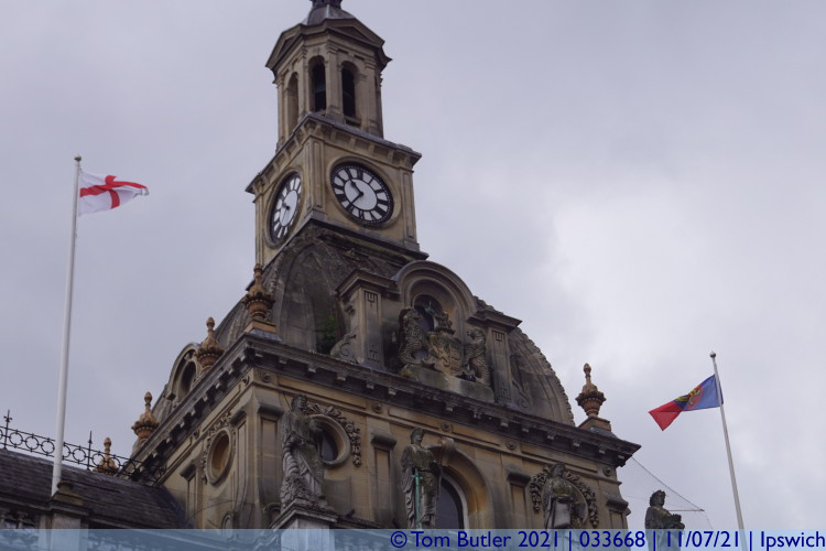 Photo ID: 033668, Town Hall Clock, Ipswich, England