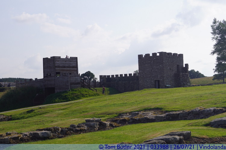 Photo ID: 033988, Reconstruction of the wall and turrets, Vindolanda, England