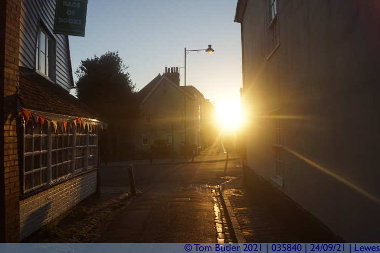 Photo ID: 035840, Sun setting down the high street, Lewes, England