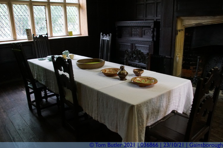 Photo ID: 036866, Dining table in the panelled room, Gainsborough, England