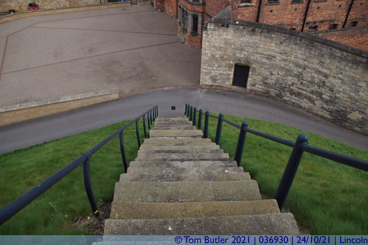 Photo ID: 036930, Steps down from Lucy Tower, Lincoln, England