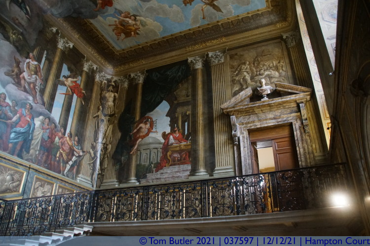Photo ID: 037597, Climbing the grand stairs, Hampton Court, England