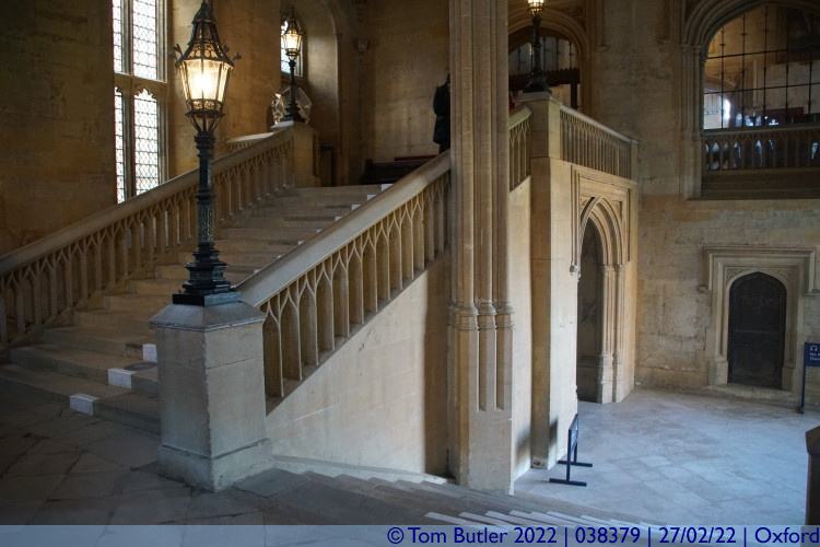 Photo ID: 038379, Stairs to the Great Hall, Oxford, England