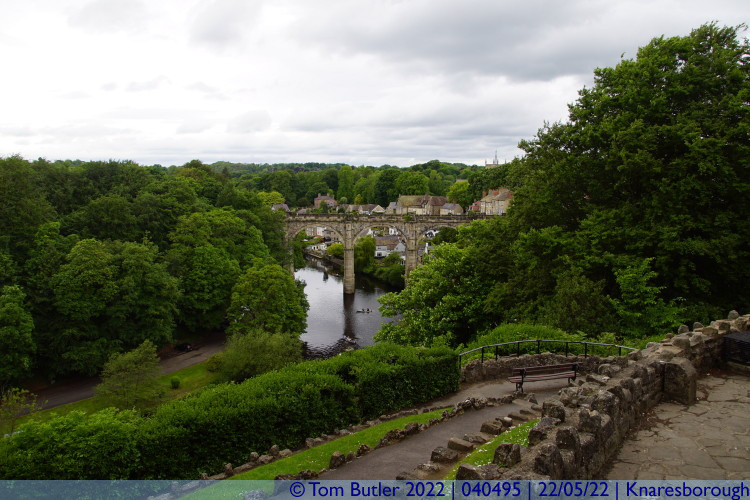 Photo ID: 040495, Looking down on the river and viaduct, Knaresborough, England