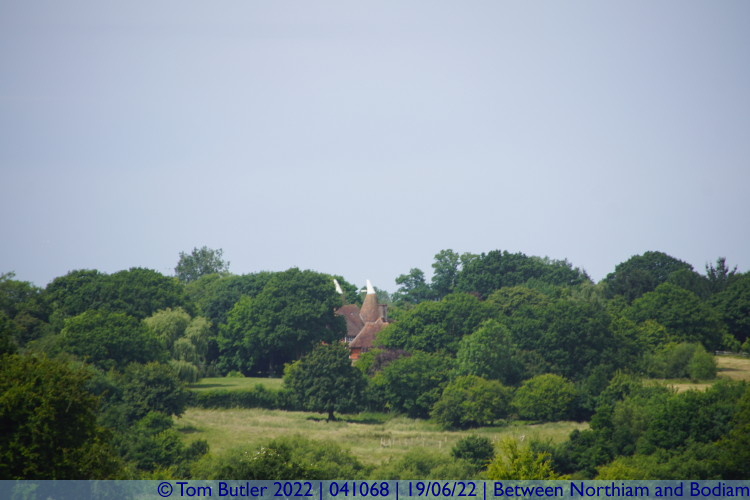 Photo ID: 041068, Oast houses in the distance, Between Northiam and Bodiam, England