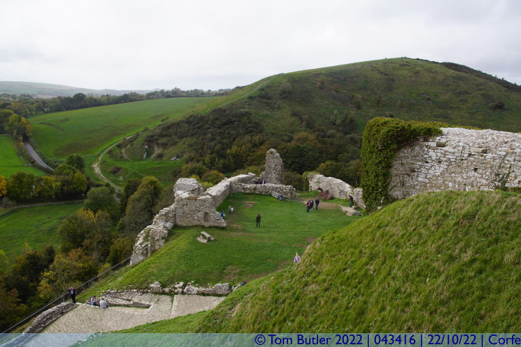 Photo ID: 043416, View from the keep, Corfe, England