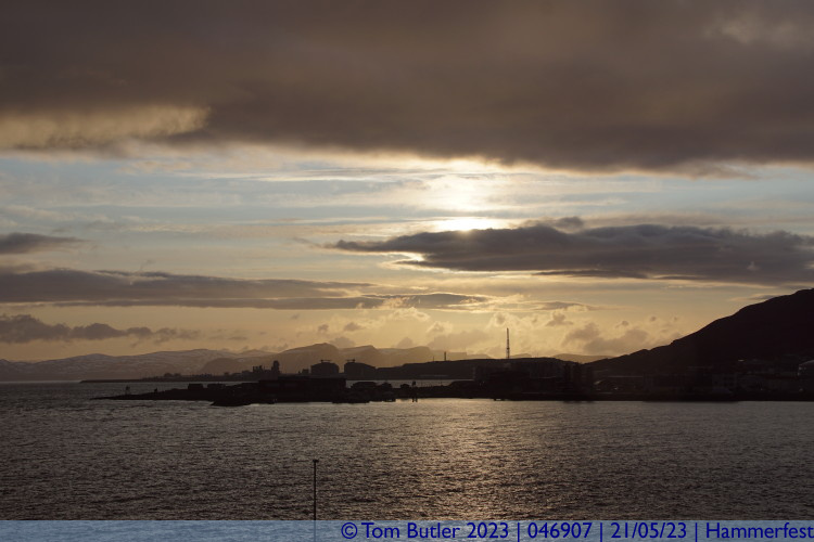 Photo ID: 046907, Late night sun over the harbour, Hammerfest, Norway