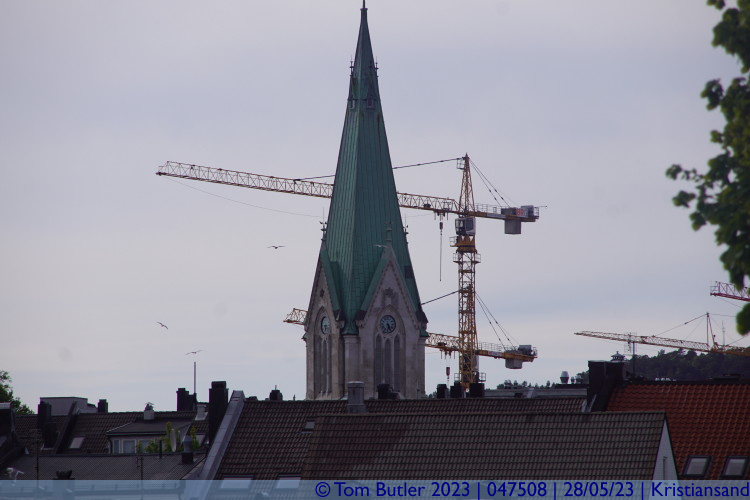 Photo ID: 047508, Cathedral spire from the fortress, Kristiansand, Norway