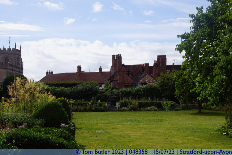 Photo ID: 048358, Looking back to Nash's house and New Place, Stratford-upon-Avon, England