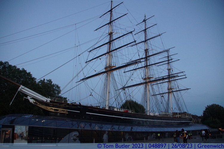 Photo ID: 048897, Cutty Sark at dusk, Greenwich, England