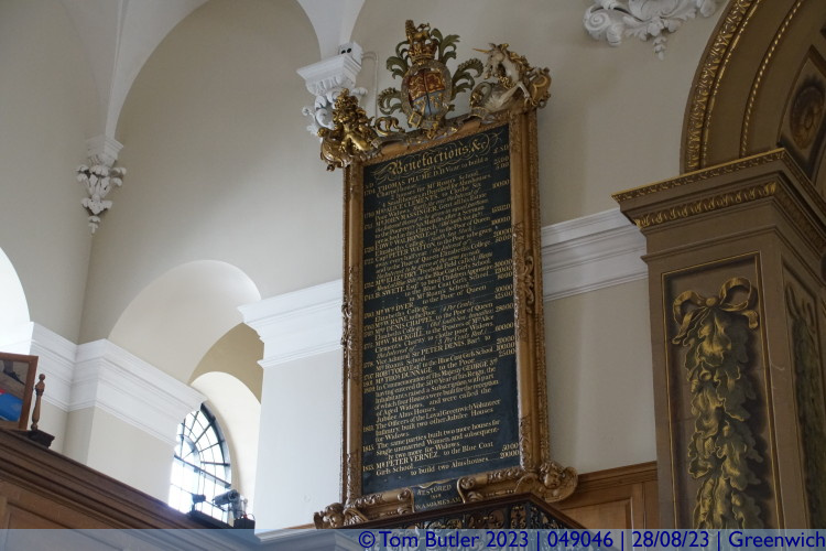 Photo ID: 049046, List of Benefactors, Greenwich, England